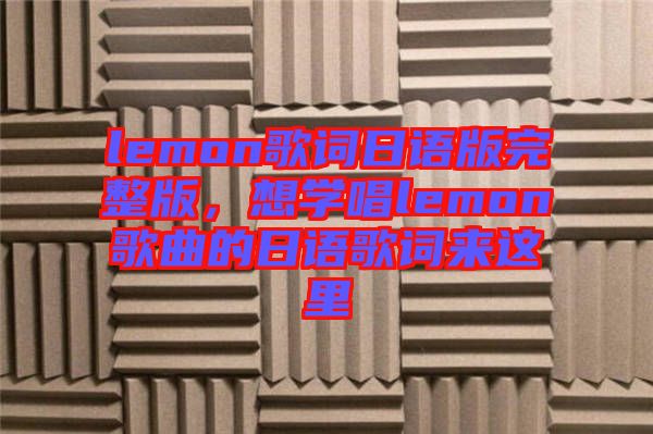 lemon歌詞日語版完整版，想學(xué)唱lemon歌曲的日語歌詞來這里