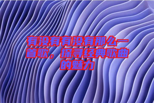 有沒有有沒有那么一首歌，探尋經(jīng)典歌曲的魅力