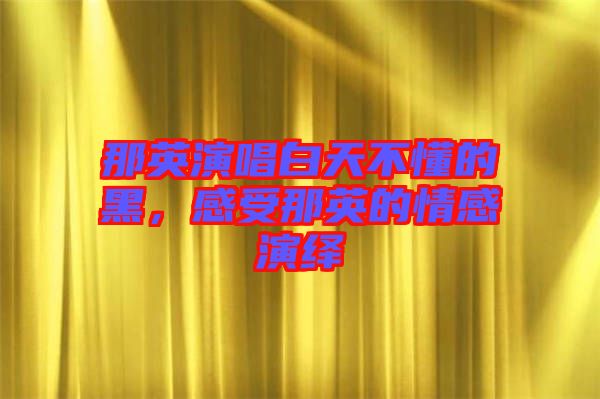 那英演唱白天不懂的黑，感受那英的情感演繹