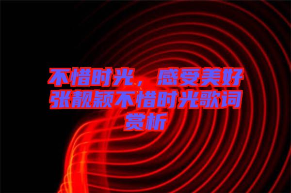 不惜時(shí)光，感受美好張靚穎不惜時(shí)光歌詞賞析