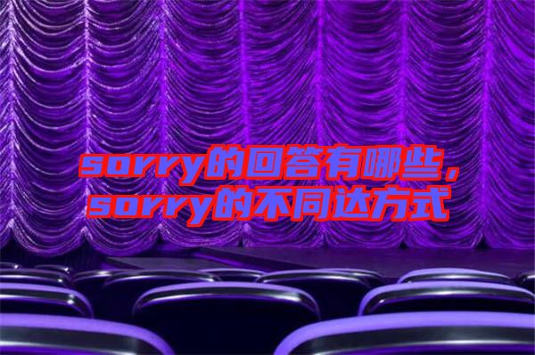 sorry的回答有哪些，sorry的不同達(dá)方式