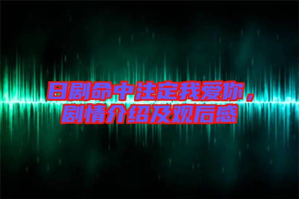 日劇命中注定我愛你，劇情介紹及觀后感