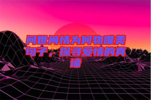 問世間情為何物唯美句子，探尋愛情的真諦