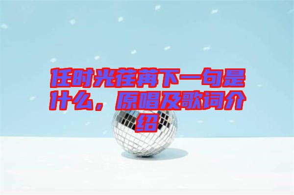 任時光荏苒下一句是什么，原唱及歌詞介紹