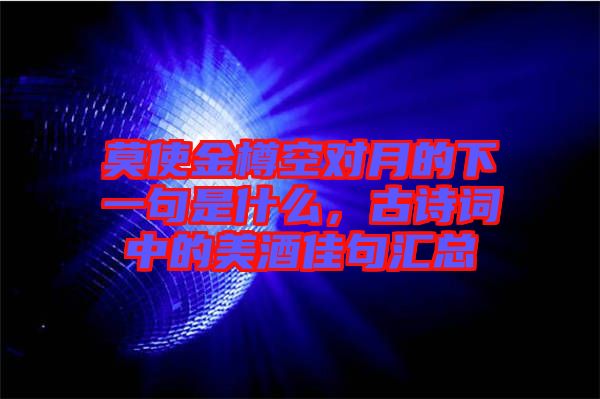莫使金樽空對(duì)月的下一句是什么，古詩(shī)詞中的美酒佳句匯總