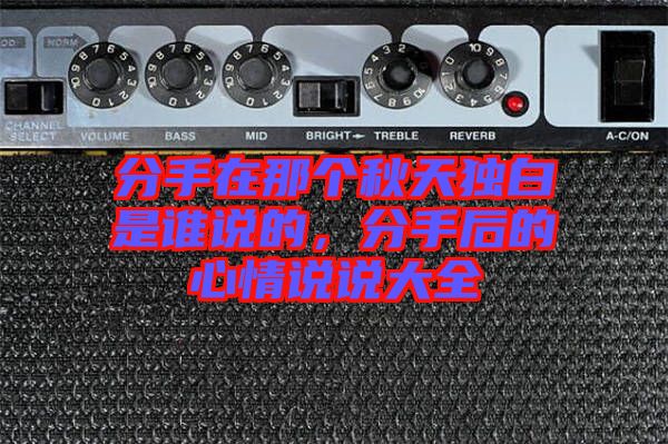 分手在那個(gè)秋天獨(dú)白是誰說的，分手后的心情說說大全