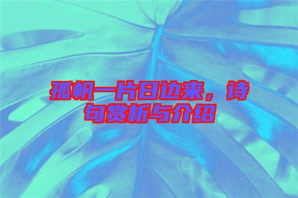 孤帆一片日邊來，詩句賞析與介紹