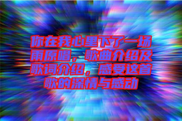 你在我心里下了一場雨原唱，歌曲介紹及歌詞介紹，感受這首歌的深情與感動