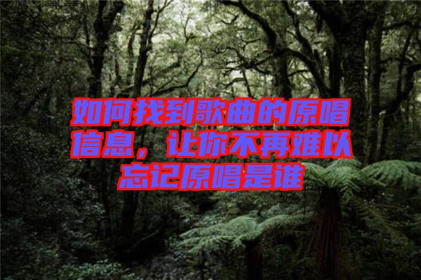 如何找到歌曲的原唱信息，讓你不再難以忘記原唱是誰
