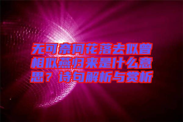 無可奈何花落去似曾相似燕歸來是什么意思？詩句解析與賞析