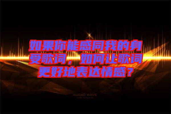 如果你能感同我的身受歌詞，如何讓歌詞更好地表達(dá)情感？