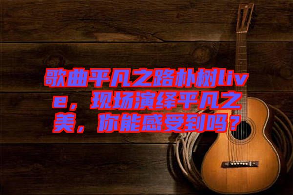 歌曲平凡之路樸樹live，現場演繹平凡之美，你能感受到嗎？