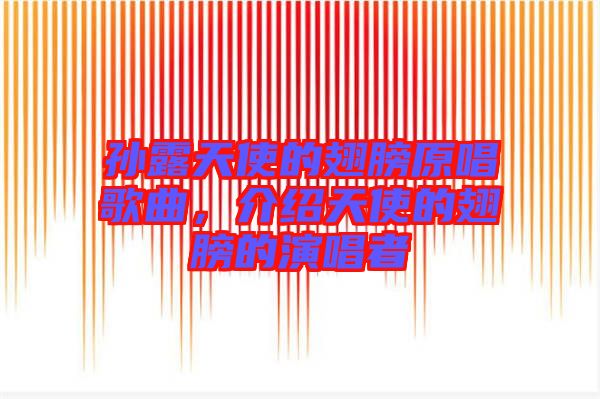 孫露天使的翅膀原唱歌曲，介紹天使的翅膀的演唱者