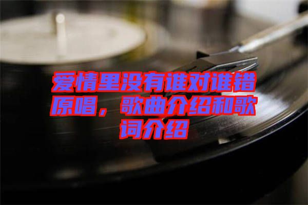 愛情里沒有誰(shuí)對(duì)誰(shuí)錯(cuò)原唱，歌曲介紹和歌詞介紹