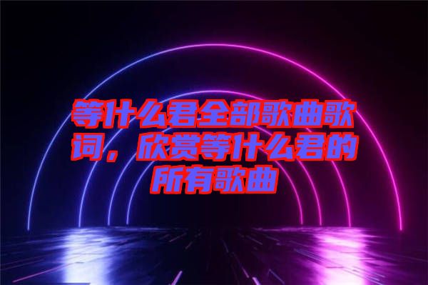 等什么君全部歌曲歌詞，欣賞等什么君的所有歌曲