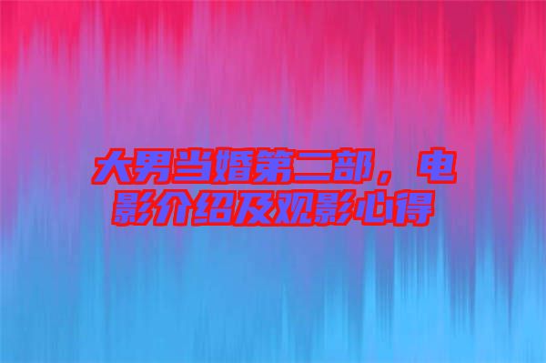 大男當(dāng)婚第二部，電影介紹及觀影心得
