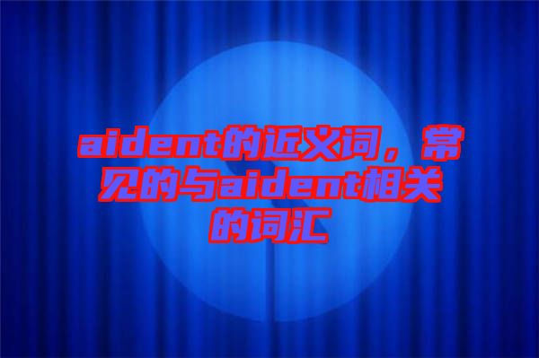 aident的近義詞，常見的與aident相關的詞匯