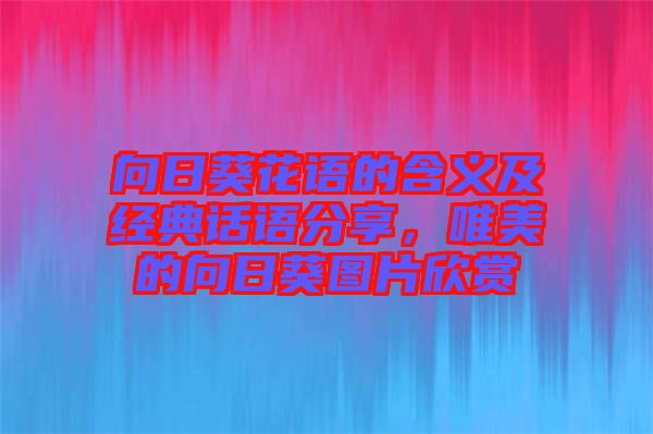 向日葵花語(yǔ)的含義及經(jīng)典話語(yǔ)分享，唯美的向日葵圖片欣賞