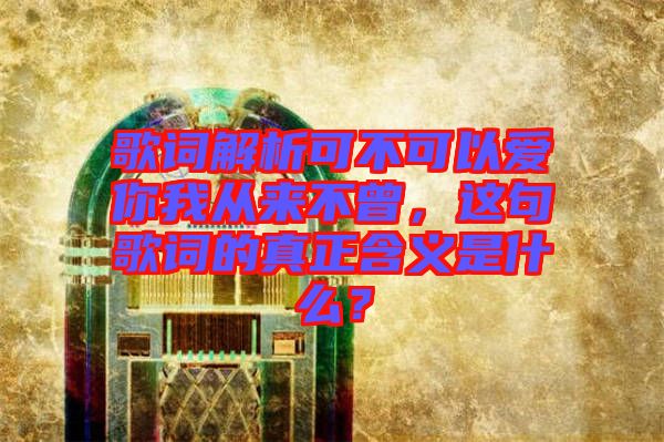 歌詞解析可不可以愛你我從來不曾，這句歌詞的真正含義是什么？