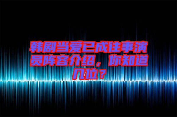 韓劇當(dāng)愛已成往事演員陣容介紹，你知道幾位？