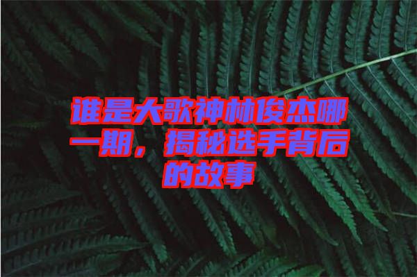 誰(shuí)是大歌神林俊杰哪一期，揭秘選手背后的故事