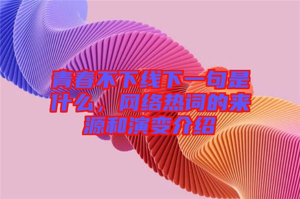 青春不下線下一句是什么，網(wǎng)絡(luò)熱詞的來源和演變介紹