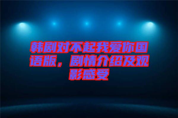 韓劇對(duì)不起我愛(ài)你國(guó)語(yǔ)版，劇情介紹及觀影感受