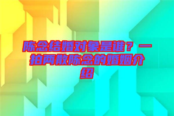 陳念結(jié)婚對(duì)象是誰？一拍兩散陳念的婚姻介紹